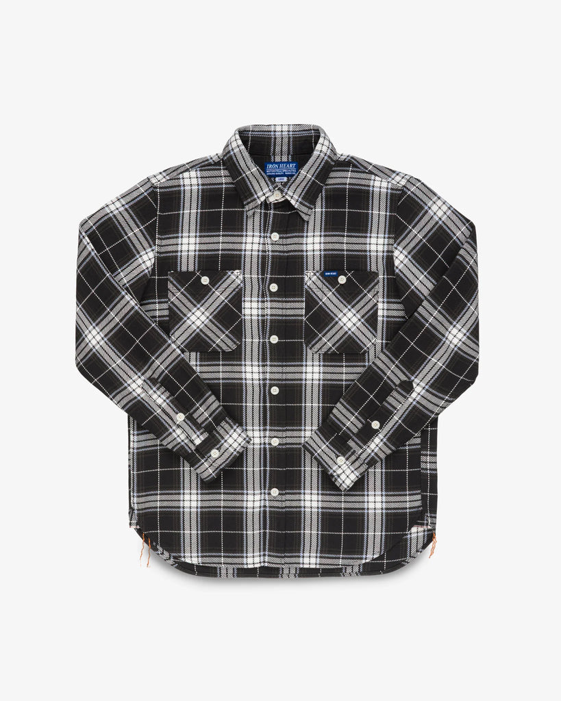 Iron Heart - 9oz Selvedge Flannel Check Work Shirt - Black– Dutil Iron Heart - 9oz Selvedge Flannel Check Work Shirt - Black– Dutil