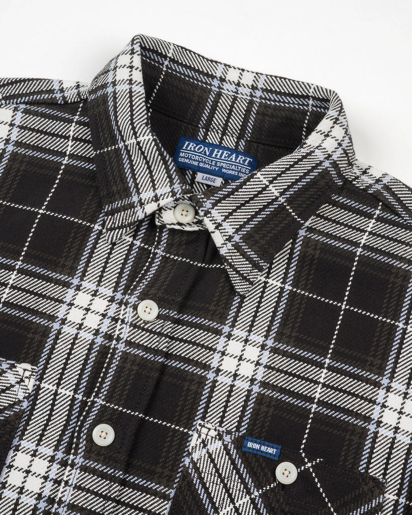 Iron Heart - 9oz Selvedge Flannel Check Work Shirt - Black– Dutil Iron Heart - 9oz Selvedge Flannel Check Work Shirt - Black– Dutil