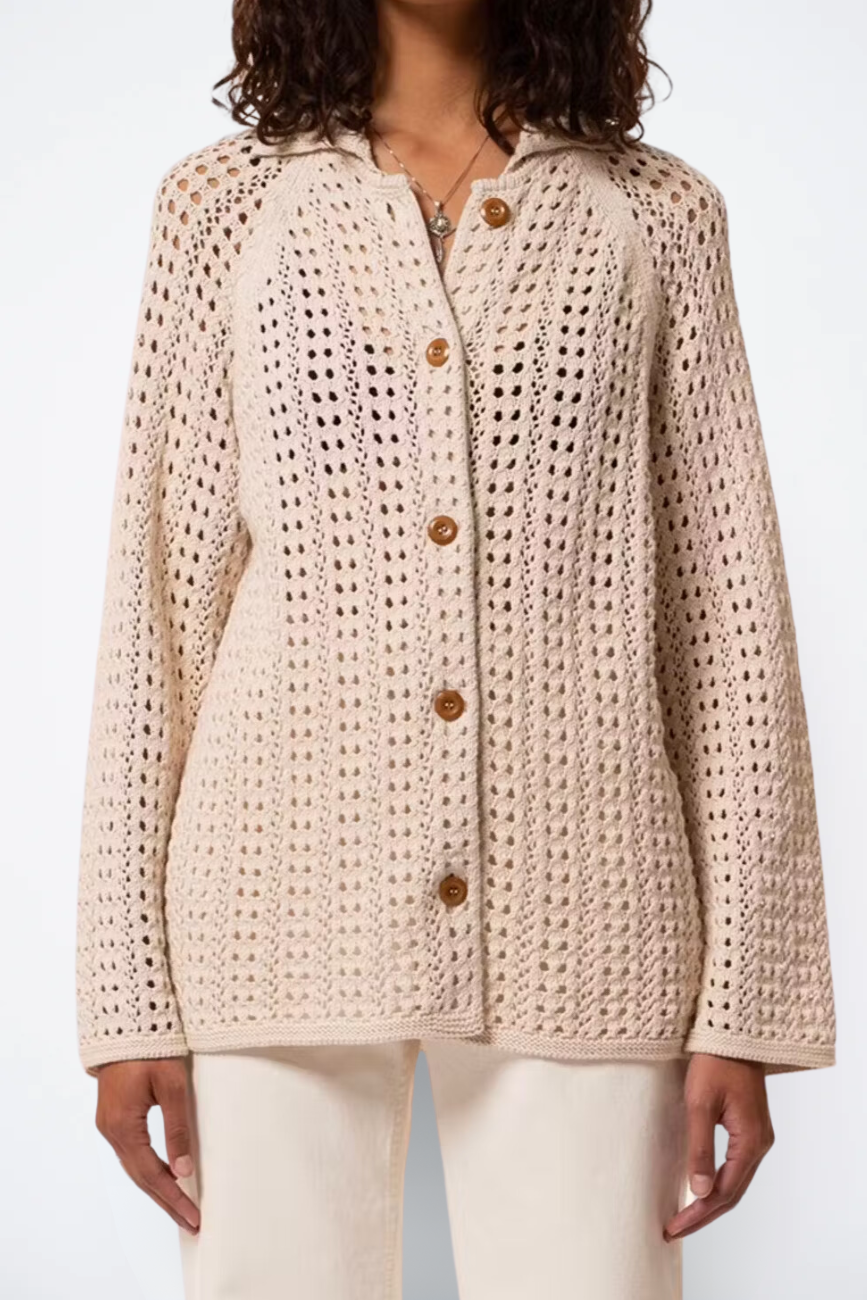Nudie Jeans - Carina Crochet Knit Cardigan - Egg White– Dutil Denim