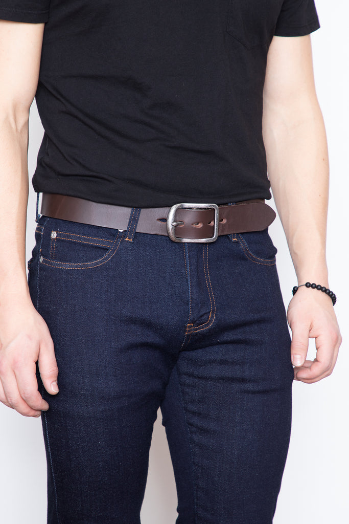 Naked & Famous Thick Belt - Brown Leather Jeans & Apparel Naked & Famous - Dutil Denim
