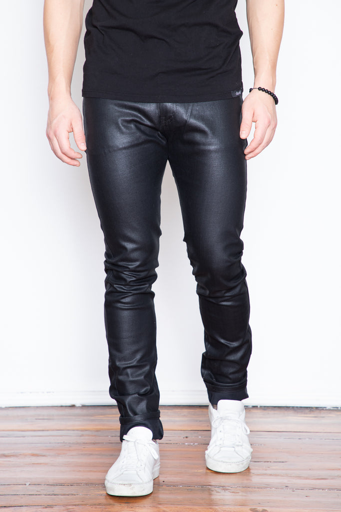Button Fly Skinny Jeans - Black Waxed | Boden UK