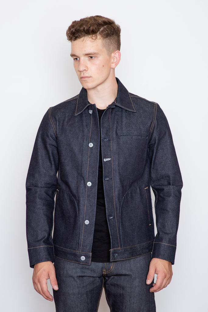 This jacket is made in a modified trucker pattern so that it combines the inspiration of vintage denim jackets with the modernity of design accents like hand warmer style pockets. Made in RGT's proprietary 15oz Japanese denim, this jacket is sure to wear beautifully. 