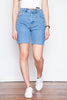 This high-rise denim short has a slightly extended inseam for an authentically cut-off looking appearance. 