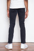 Why We Love It: A traditional, and comfortable, straight leg jean with impeccable details.  Details: Fabric from Candiani Mills in Italy (emphasized by a single gold rivet on the coin pocket), buttons, rivets, & jacron patch from Italy, button fly.  Fit: Normal rise with slight suppression in the waist, straight leg  Colour: Washed black  Composition: 98% cotton, 2% elastane   Origin: Made in Portugal