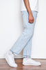 Why We Love It: The newest addition to Circle of Friend's collection and their widest jean. If you are looking for a comfortable jean, look no further!  Details: Fabric from Candiani Mills in Italy (emphasized by a single gold rivet on the coin pocket), buttons, rivets, & jacron patch from Italy, five button fly.  Fit: High rise with a generous amount of room in the thigh and a straight to wide leg  Colour: Vintage wash blue  Composition: 100% organic cotton  Origin: Made in Portugal
