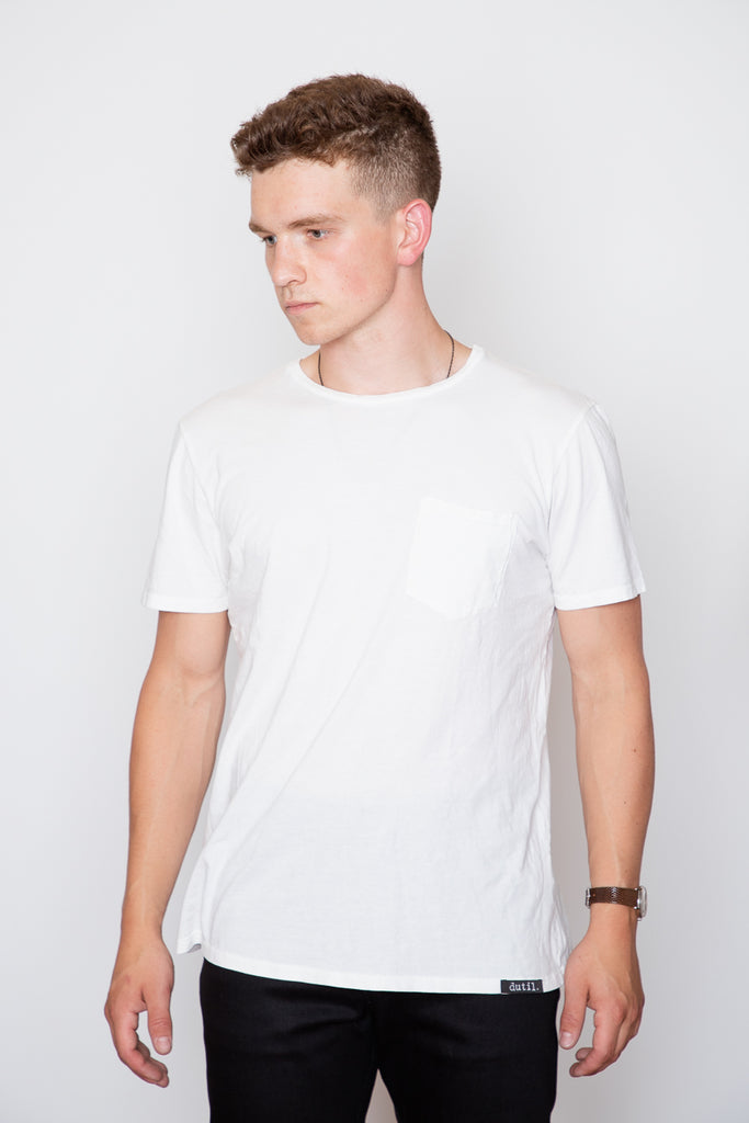 The tried and true dutil tee is dressed up with a simple pocket. Everyone needs a pocket tee, right?